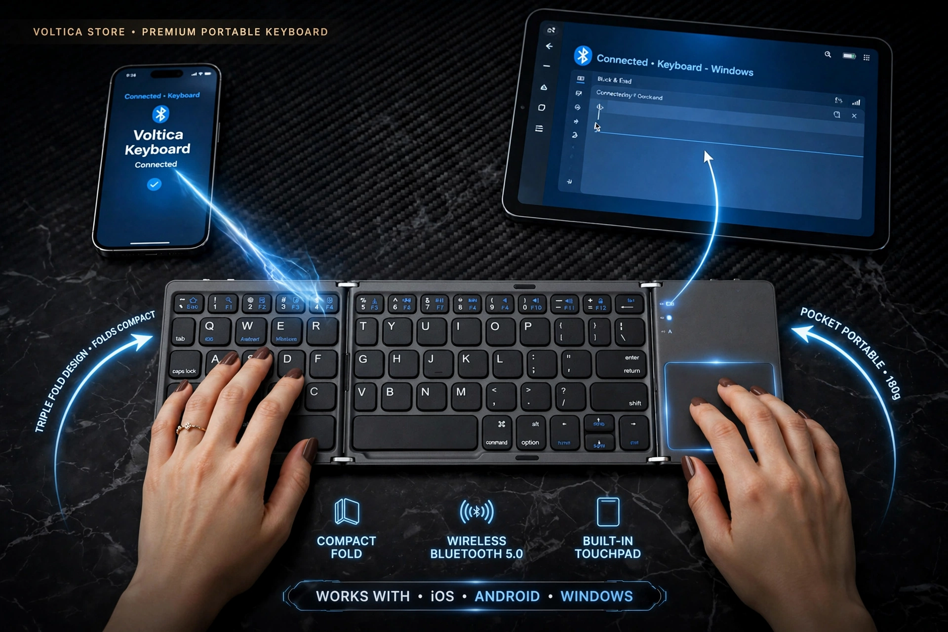 Voltica Tri-Fold Touch Keyboard